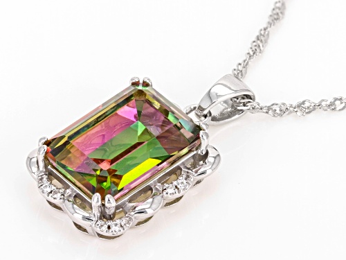 Pre-Owned 6.12ct Sweet Tart™ Quartz With .09ctw Zircon Rhodium Over Silver Pendant/Chain