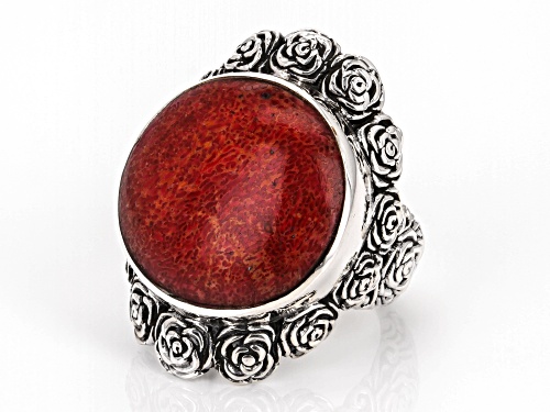 Pre-Owned Artisan Collection of Bali™ 20mm Coral Sterling Silver Floral Ring - Size 6