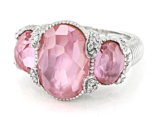 Pre-Owned Judith Ripka Mother-of-Pearl Doublet With 0.50ctw Bella Luce® Rhodium Over Silver Glacier - Size 7