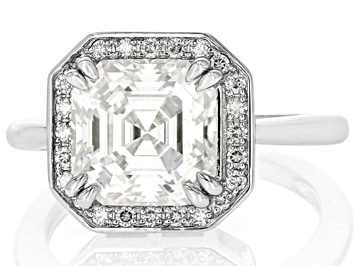 Pre-Owned MOISSANITE FIRE® 4.16CTW DEW ASSCHER CUT & ROUND BRILLIANT PLATINEVE® RING - Size 9
