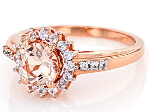 Pre-Owned 0.83ct Morganite With 0.50ctw White Zircon 18k Rose Gold Over Sterling Silver Ring - Size 7