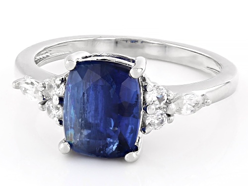 Pre-Owned 2.38ct Kyanite With 0.15ctw White Zircon Rhodium Over Sterling Silver Ring - Size 9