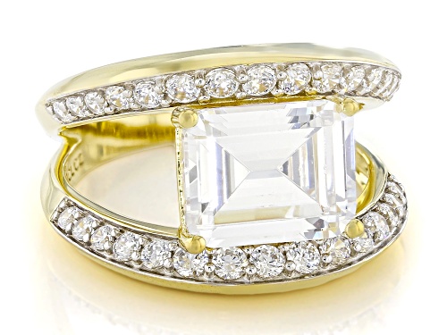 Pre-Owned Bella Luce® 7.02ctw White Diamond Simulant 14k Yellow Gold Over Silver Emerald Cut Ring(4. - Size 9