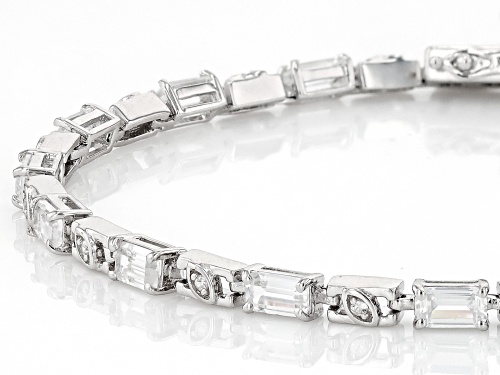 Pre-Owned 5.56ctw White Zircon Rhodium Over Sterling Silver Bracelet - Size 8
