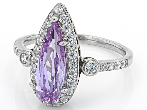 Pre-Owned Charles Winston For Bella Luce® 3.69ctw Lavender & White Diamond Simulants Rhodium Over Si - Size 9