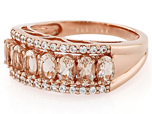 Pre-Owned 1.40ctw Morganite with 0.43ctw White Zircon 14k Rose Gold Over Sterling Silver Ring - Size 7