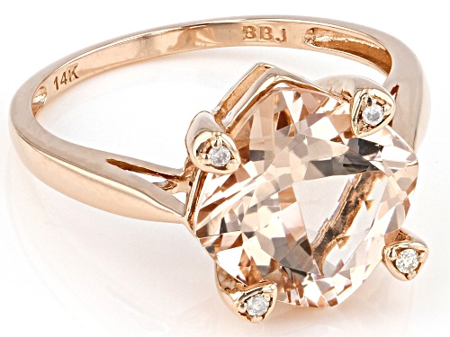 Pre-Owned 3.19ct Morganite With 0.02ctw White Diamond 14k Rose Gold Ring - Size 7