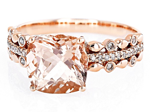 Pre-Owned 2.55ct Cor-De-Rosa Morganite (TM) and 0.12ctw White Diamond 10k Rose Gold Ring - Size 11