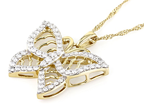 Pre-Owned MOISSANITE FIRE® 1.10CTW DEW ROUND 14K YELLOW GOLD OVER SILVER BUTTERFLY PENDANT & SINGAPO