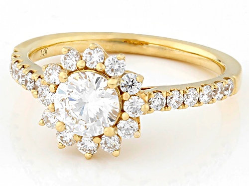 Pre-Owned Prazana® Lab-Grown Diamonds 1.36ctw White Diamond 14k Yellow Gold Halo Ring, H SI - Size 8