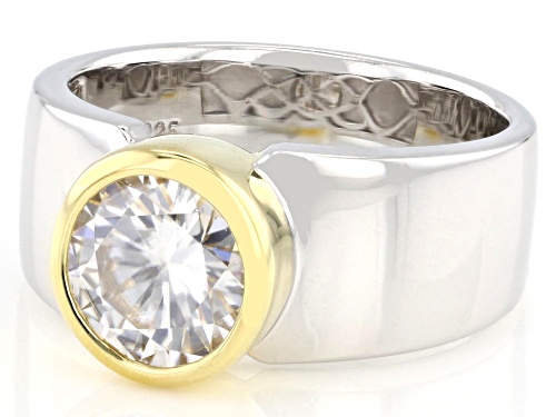 Pre-Owned MOISSANITE FIRE® 1.90CT DEW PLATINEVE® AND 14K YELLOW GOLD OVER SILVER RING - Size 8