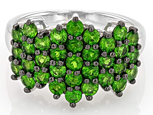 Pre-Owned 2.05ctw Round Chrome Diopside Rhodium Over Sterling Silver Ring - Size 10