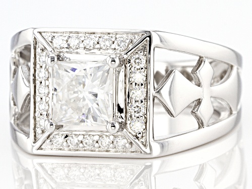 Pre-Owned MOISSANITE FIRE(R) 2.10CTW DEW SQUARE BRILLIANT CUT AND ROUND PLATINEVE(R) MENS RING - Size 12