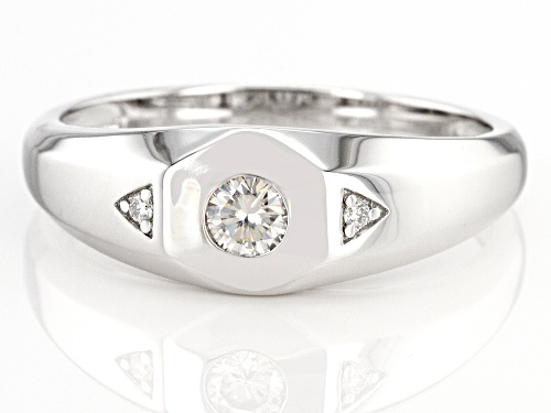 Pre-Owned MOISSANITE FIRE(R) .25CTW DEW ROUND PLATINEVE(R) MENS RING - Size 12