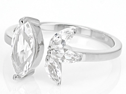 Pre-Owned 1.44ctw Marquise Lab Created White Sapphire Rhodium Over Sterling Silver Ring - Size 9