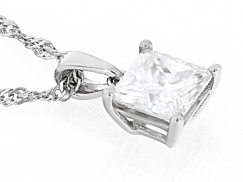 Pre-Owned MOISSANITE FIRE(R) 1.80CT DEW PRINCESS CUT PLATINEVE(R) SOLITAIRE PENDANT & 18 INCH SINGAP