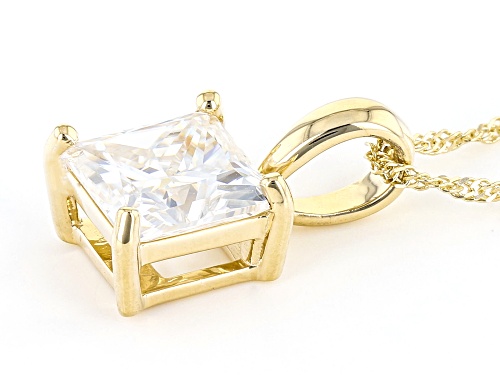 Pre-Owned MOISSANITE FIRE(R) 1.80CT DEW PRINCESS CUT 14K YELLOW GOLD SOLITAIRE PENDANT & 18 INCH CHA