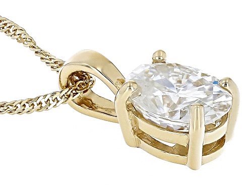 Pre-Owned MOISSANITE FIRE(R) .90CT DEW OVAL 14K YELLOW GOLD SOLITAIRE PENDANT & 18 INCH SINGAPORE CH