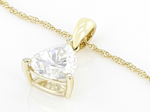 Pre-Owned MOISSANITE FIRE(R) 1.60CT DEW TRILLION CUT 14K YELLOW GOLD SOLITAIRE PENDANT AND SINGAPORE