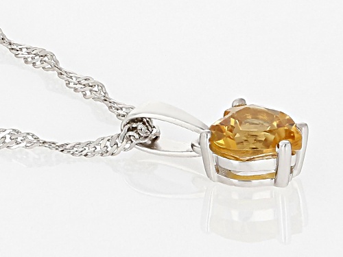 Pre-Owned 0.55ct Heart Shape Citrine Rhodium Over Sterling Silver Children's Birthstone Pendant With