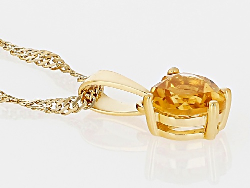 Pre-Owned 0.55ct Heart Shape Citrine 18k Yellow Gold Over Silver Children's Birthstone Pendant With