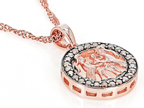 Pre-Owned Engild™ 0.25ctw Round Champagne Diamond 14k Rose Gold Over Sterling Silver Gemini Pendant