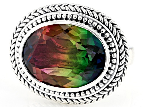 Pre-Owned Artisan Collection of Bali™ 8.20ct Watermelon Quartz Triplet Sterling Silver Ring - Size 7