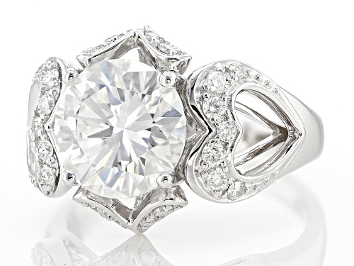Pre-Owned MOISSANITE FIRE(R) 4.00CTW DEW ROUND   PLATINEVE(R) HEART RING - Size 6