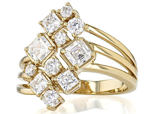 Pre-Owned MOISSANITE FIRE® 1.70CTW DEW 14K YELLOW GOLD OVER SILVER RING - Size 8