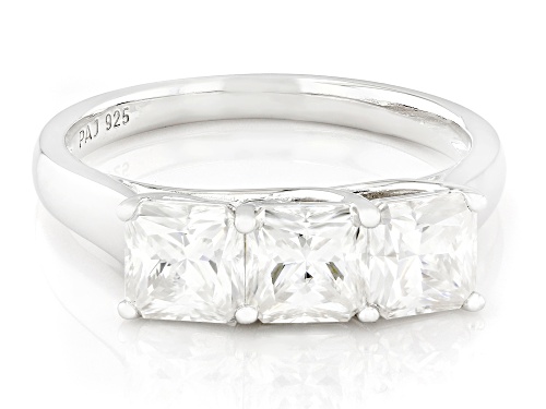 Pre-Owned MOISSANITE FIRE® 2.19CTW DEW PRINCESS CUT PLATINEVE® THREE STONE RING - Size 6