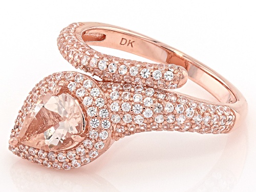 Pre-Owned 0.70ct Peach Morganite With 1.00ctw White Zircon 18k Rose Gold Over Sterling Silver Ring - Size 10