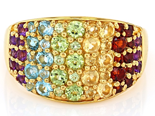 Pre-Owned 1.79ctw Multi Gemstone 18k Yellow Gold Over Sterling Silver Ring - Size 10