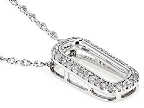 Pre-Owned 0.15ctw Round White Diamond Rhodium Over Sterling Silver Slide Pendant With 18