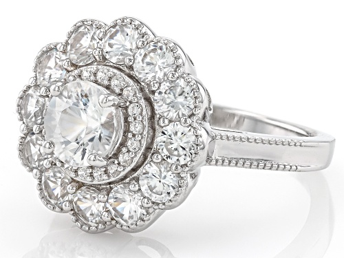 Pre-Owned 2.43ctw Round White Zircon Rhodium Over Sterling Silver Ring - Size 9