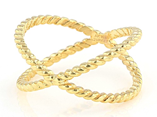 Pre-Owned 18k Yellow Gold Over Sterling Silver Crossover Ring - Size 7
