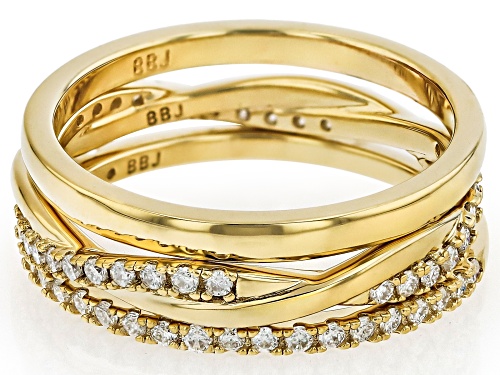 Pre-Owned MOISSANITE FIRE® 0.57CTW DEW 14K YELLOW GOLD OVER SILVER SET OF 3 RINGS - Size 6