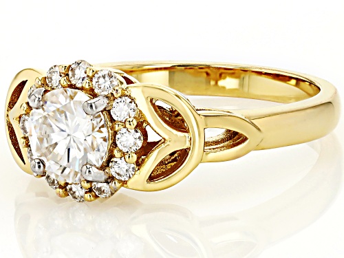 Pre-Owned MOISSANITE FIRE®  1.04CTW DEW ROUND BRILLIANT 14K YELLOW GOLD OVER SILVER RING - Size 9