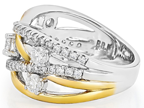 Pre-Owned MOISSANITE FIRE® 1.06CTW DEW PLATINEVE® AND 14K YELLOW GOLD OVER PLATINEVE RING - Size 10