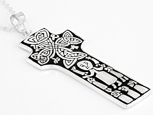 Pre-Owned Artisan Collection Of Ireland™ St. Patrick Celtic Cross Sterling Silver Pendant With 24