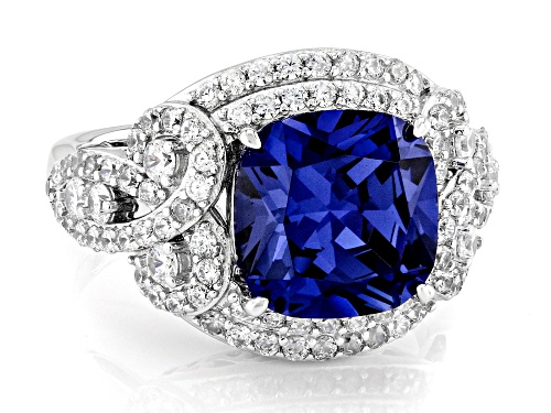 Pre-Owned Vanna K™ For Bella Luce® 8.38ctw Tanzanite And White Diamond Simulants Platineve® Ring - Size 7