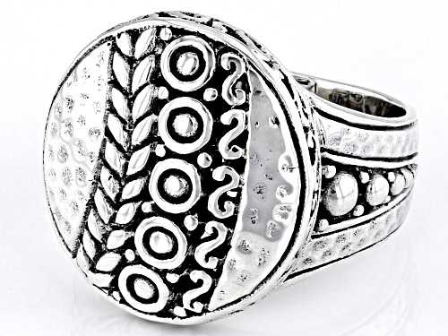 Pre-Owned Artisan Collection of Bali™ Sterling Silver Hammered Circle Statement Ring - Size 6