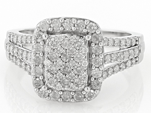 Pre-Owned 1.00ctw Round White Diamond 10k White Gold Cluster Ring - Size 8