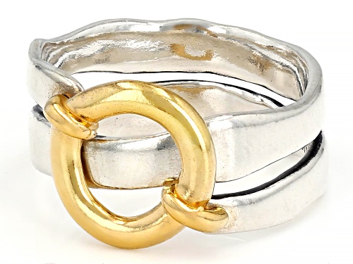 Pre-Owned Artisan Collection of Israel™ Two Tone Sterling Silver & 14K Gold Over Silver Circle Ring - Size 5