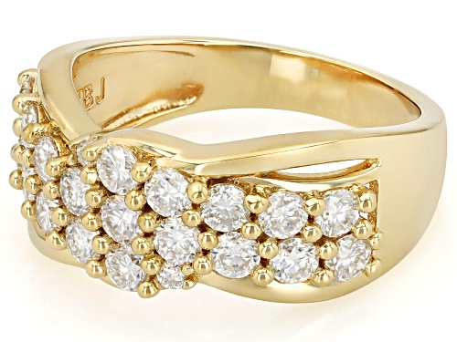 Pre-Owned MOISSANITE FIRE® 1.18CTW DEW ROUND BRILLIANT 14K YELLOW GOLD OVER SILVER RING - Size 9