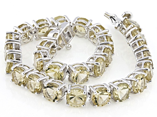 Pre-Owned 17.80ctw Champagne Quartz Rhodium Over Sterling Silver Bracelet - Size 8