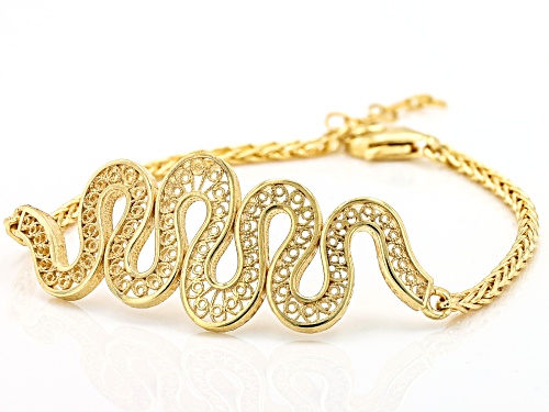 Pre-Owned Artisan Collection of Turkey™ 18k Yellow Gold Over Sterling Silver Snake Bracelet - Size 7