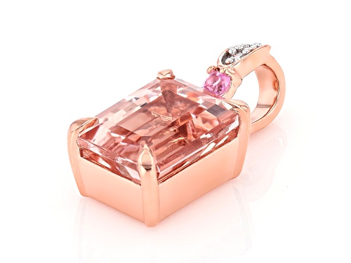 Pre-Owned 2.14ct Cor De Rosa™ Morganite, 0.04ct Pink Sapphire, 0.01ctw White Diamond 10k Rose Gold P