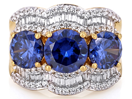 Pre-Owned Bella Luce® Esotica™ 7.35ctw Tanzanite And White Diamond Simulants Eterno™ Yellow Ring - Size 6