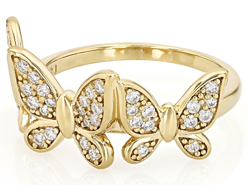 Pre-Owned MOISSANITE FIRE® 0.42CTW DEW 14K YELLOW GOLD OVER SILVER BUTTERFLY RING - Size 7