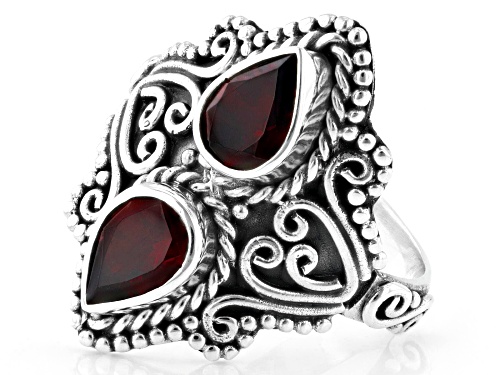 Pre-Owned Artisan Collection of Bali™ 1.80ctw Red Garnet Sterling Silver 2-Stone Ring - Size 6